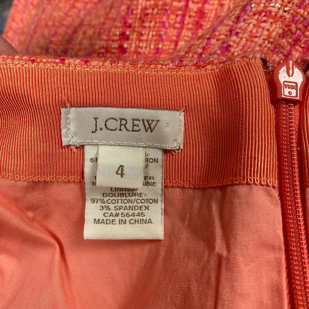 J. Crew No 2 Pencil Skirt Orange Tweed Office Business Casual Size 4 Academia‎